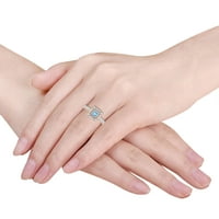 Carat 10k Rose Gold Aquamarine i Diamond Vintage Halo Angažman prsten za žene - Idealni zaručni prsten