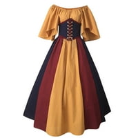 Paiwinds Clearence Fashion New Women Vintage Gothic Patchwork čipka seksi Dress Dress Yellow XL