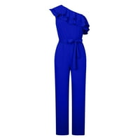 Clear Slim Fit Fashion Ženski zavoj čvrsti hladni rame Suspender Cami hlače džepovi Tumces Blue S