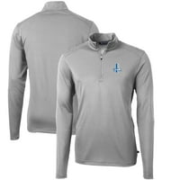 Muški rezač i Buck Sivi Detroit Lions Logotip vrlina Eco Pique Reciklirani tromjesečja-zip pulover vrh