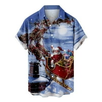 Santa Claus tiskane božićne majice za muškarce sa džepom Ljetni lapeli casual bluza s kratkim rukavima