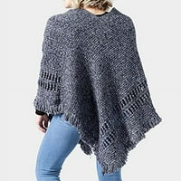 StylesiiLove žene jesen zima dvotonski pleteni džemper pončo pulover mekani omotač lagani šal
