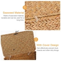 Tinksky Seaweed Skladištenje Bo Seagrass Skladištenje Case Ručno radna tkana košarica sa poklopcem