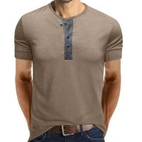Puawkoer okrugla majica kratkih rukava s kratkim rukavima od punog muške boje i vrat ljetna bluza za