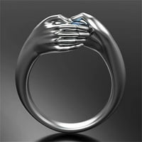 Nakit za teen djevojke Par prsten, ruke koje prihvataju plavu draguljni prsten, ljubavni circon prstenovi,