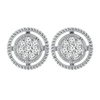 DazzlingRock kolekcija okrugli bijeli dijamantski klasterski krug zavidačke naušnice za žene u bijelom