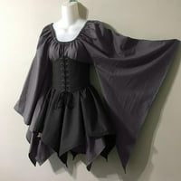 Ljetne haljine za žene Žene Kostimi Gothic Retro dugih rukava kože za dugih rukava Dugi rukav Okrugli