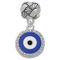 Veliko plavo zlo oko sa kristalnom granicom AB - tkani konop šarm perla