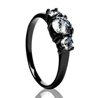 White Diamond Wedding Ring - Solitaire Wedding Ring - Titanium Wedding Ring - Gunmetal prsten, 4,75