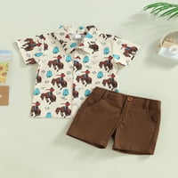 Bagilaanoe Toddler Baby Boy kratke hlače Postavite grafičku majicu s kratkim rukavima + kratke hlače