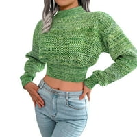 Petort Women's Plus size Crewneck Duks pulover zelena, m