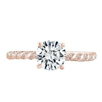 Okrugli bijeli prirodni dijamantski prsten za angažman u 14K čvrstih ruža zlatna prstena veličine-11