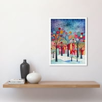 Zimska apstraktna sela Folk Art Art Print Framed Poster Zidni dekor