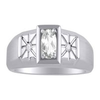 * Rylos klasični prekrasan bijeli Topaz i dijamantni prsten - aprilski kamen rođenja *; Sterling Silver