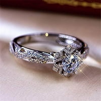 Holloyiver luksuzni dijamant srebrni zapisivanje zakrke za verjenje za vjenčanje Prong Postavka cirkonova