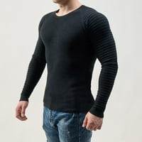 Jsaierl džemperi za muškarce Casual Solid Crew vrat pulover mišić dugih rukava slim fit dno dno dno