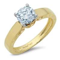 1. CT sjajan okrugli rez prozirni simulirani dijamant 18k žuti bijeli zlatni pasijans prsten sz 9.75