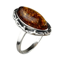 Sterling srebrni i baltički med amber prsten devee