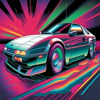 Galerija Poster, 1980-ih Novo valozno slikanje sportskog automobila sa neonskim bojama i vapornom astetičnom