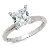 2. CT Sjajno princeze simulirani dijamant 14k bijeli zlatni solitaire prsten sz 4,25