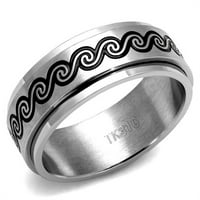 Alamode muškarci visoko polirani prsten od nehrđajućeg čelika sa epoksidnim uzaju - veličine 9