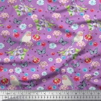 Soimoi Japan Crepe Satin tkanina leptir, Robin & Dahlia cvjetni dekor tkanina tiskano dvorište široko