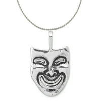 Carat u Karatsu Sterling Srebrna polirana antikviteta Smijani maski lanac klizač šarm Privjesak sa srebrnim