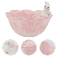 Keramika zec jedeti zdjelu divna dječja posuda kuhinjskim priborom ružičaste boje