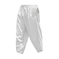 Corashan Muške hlače Ležerne prilike, muške pamučne i posteljine pune boje labavi žrijebi Capris casual kratke hlače