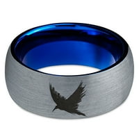 Volfram ptica Flying Wings Aves Band prsten Muškarci Žene Udobne cipele Plava Dome Brušeno sivo Polirano
