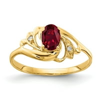 Čvrsta 14k žuto zlato 6x ovalno stvoreno rubin dijamantski prsten veličine