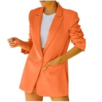 Ylioge Pink Blazers za žene Business Casual Plus size Ovratnik od čvrstog isključivanja Dugih rukava