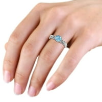 Blue Topaz i dijamantni prsten za angažman za leptir 1. CT TW u 14k bijelo zlato .Size 7.5