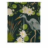 Heron Bird Water Lily Bulrush močvara Flora Fauna Prozor zavjesa vrata Naslovnica Naslovnica Viseća