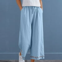 Rewentine Žene Dame Solid Hlače Srednja odjeća Elastični džep Frenulum Loose Jogger kratke hlače Plava