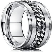 Yazi Intertwine Spinner Prsten od nehrđajućeg čelika Prsten za prsten za prsten za muškarce Crni plavi