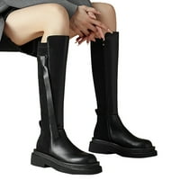 Sngxgn kaubojske čizme za žene povlačenje na štandovima široke teleske koljena visoke čizme Ženske cipele sa koljena, crna, veličine 38