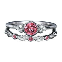 Ženski modni dijamantni prsten par nakit set 5-10, ružičasta