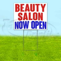 Salon ljepote sada Otvoreni dvorišni znak, uključuje metalni stup