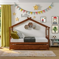 Krevet sa punim kućica s dvostrukim krevetom za veličinu, kućni krevet za djecu s nogama za podršku,