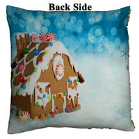 Kuća od medenjaka na svečanom božićnom snijegu Reverzibilna sirena Sequin jastuk na jastuku Početna