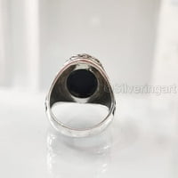 Crni bombonski prsten, prirodni crni onikx, decembar roštilj, srebrni nakit, srebrni prsten, rođendan,