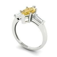 2. CT sjajan markiza Cleani simulirani dijamant 18k bijeli zlatni prsten s tri kamenog prstena SZ 7.25