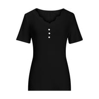 Ljetna odjeća za žene modna čvrsta čipka V VACT labav kratki rukav majica pulover vrhove grafičke odjeće