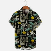 Muški gumb s kratkim rukavima niz vintage kuglane majice Havajska casual tiskana majica na plaži Ljetni