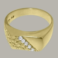 Britanci napravio 18k žuti zlatni kubični cirkonijski prsten mens bend prsten - Veličina opcije - Veličina