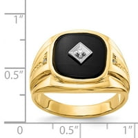 14k žuto zlato AA Real Diamond Muški prsten