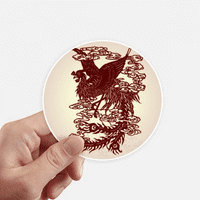 Kineski foeni ptica životinjski portretni naljepnica okrugli zidni kofer za laptop