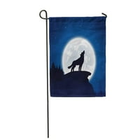 Plavi kojot noćni noćni vuk i mjesec silhoueta Zavijaj za zastavu za zastavu Dekorativna zastava