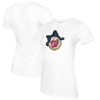 Ženska malena kaučje bijeli Washington Nationals Baseball Bow majica
